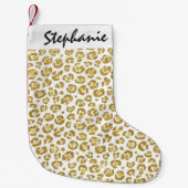 Glamoureus Faux Sparkly Gold Leopard Kleine Kerstsok (Voorkant)