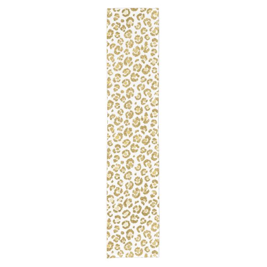 Glamoureus Faux Sparkly Gold Leopard Korte Tafelloper (Voorkant)