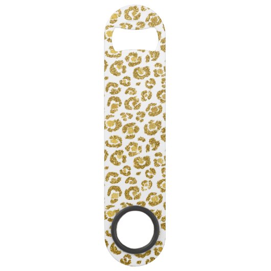 Glamoureus Faux Sparkly Gold Leopard Monogram Speed Flessenopener (Achterkant)
