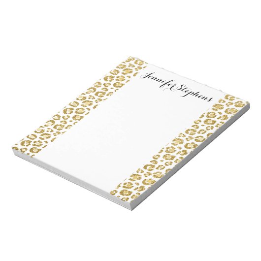 Glamoureus Faux Sparkly Gold Leopard Notitieblok (Linkerzijde)