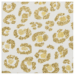 Glamoureus Faux Sparkly Gold Leopard Stof