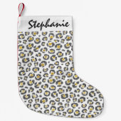 Glamoureus Faux Sparkly Gold & Silver Leopard Kleine Kerstsok (Voorkant)