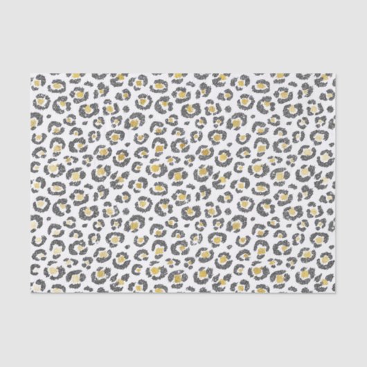 Glamoureus Faux Sparkly Gold & Silver Leopard Tissuepapier (Voorkant)