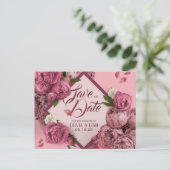 Glamoureus Floral Peonies Design Save the Date Briefkaart (Staand voorkant)