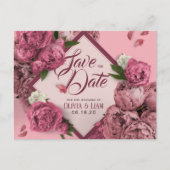 Glamoureus Floral Peonies Design Save the Date Briefkaart (Voorkant)