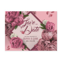 Glamoureus Floral Peonies Design Save the Date