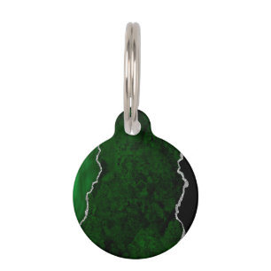 Glamoureus Forest Green Marble Chic Silver Gliter Huisdierpenning