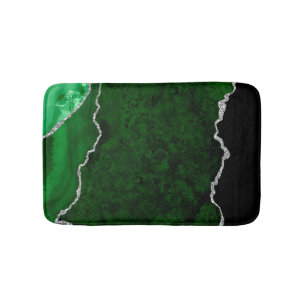 Glamoureus Forest Green Marble Chic Silver Glitter Badmat