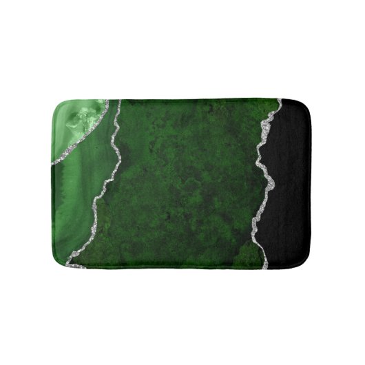 Glamoureus Forest Green Marble Chic Silver Glitter Badmat (Voorkant)