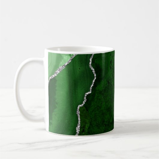 Glamoureus Forest Green Marble Chic Silver Glitter Koffiemok (Links)