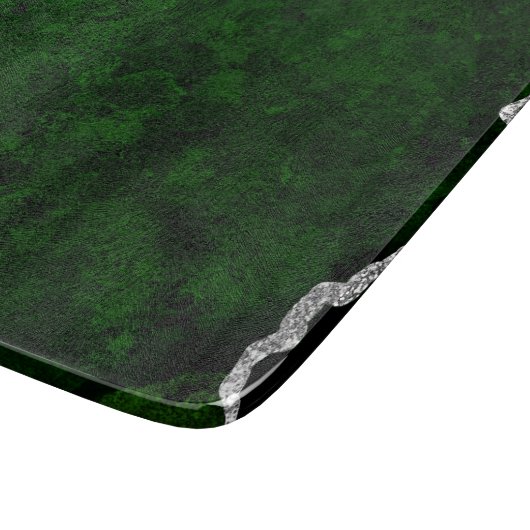 Glamoureus Forest Green Marble Chic Silver Glitter Snijplank (Hoek)