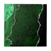 Glamoureus Forest Green Marble Chic Silver Glitter Tegeltje (Voorkant)