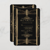 Glamoureus Gatsby 1920's bruiloft RSVP (Voorkant / Achterkant)