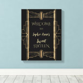 Glamoureus Gatsby Art Deco SWEET 16 C uit 1920 Canvas Afdruk (Insitu (Houten vloer))