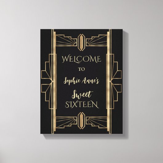 Glamoureus Gatsby Art Deco SWEET 16 C uit 1920 Canvas Afdruk (Voorkant)