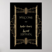 Glamoureus Gatsby Art Deco SWEET 16 uit 1920 Poster (Voorkant)