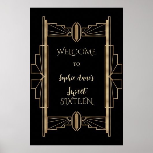 Glamoureus Gatsby Art Deco SWEET 16 uit 1920 Poster (Voorkant)