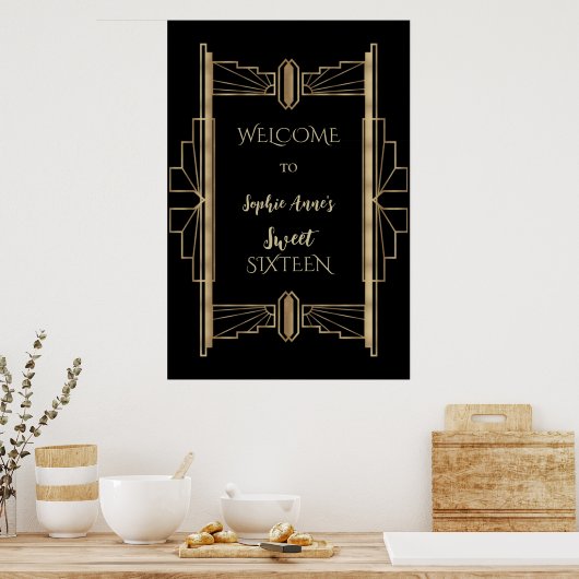 Glamoureus Gatsby Art Deco SWEET 16 uit 1920 Poster (Keuken)