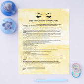 Glamoureus gele EYELASH EXTENSIECONSENT FORMULIER Flyer (Enkel)
