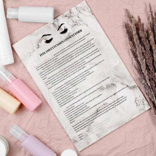 Glamoureus gemarmerde EYELASH EXTENSION CONSENT FO Flyer