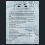 Glamoureus gemarmerde EYELASH EXTENSION CONSENT FO Flyer<br><div class="desc">Eyelash Extensions Consent-formulieren zijn perfect voor uw Lash Extension-activiteiten. Dit moderne en verfijnde toestemmingsformulier bevat een glamoureuze, minimalistische illustratie van de wimpers van een vrouw met rogesold oogschaduw, een titel en een blok waar u al uw geïnformeerde toestemmingsdetails op een luxe en elegante blauwe gemarmerde achtergrond kunt invoegen. Hulp nodig?...</div>