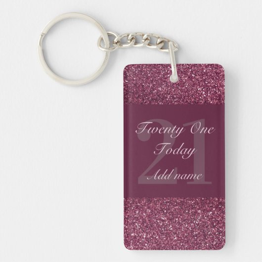 Glamoureus gepersonaliseerde sleutelhanger 21ste v (Voorkant)