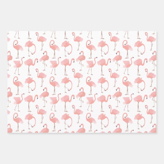 Glamoureus Girly Pink Flamingo patronen Inpakpapier Vel (Voorkant 3)