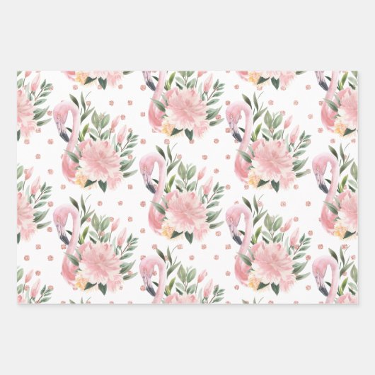 Glamoureus Girly Pink Flamingo patronen Inpakpapier Vel (Voorkant 2)