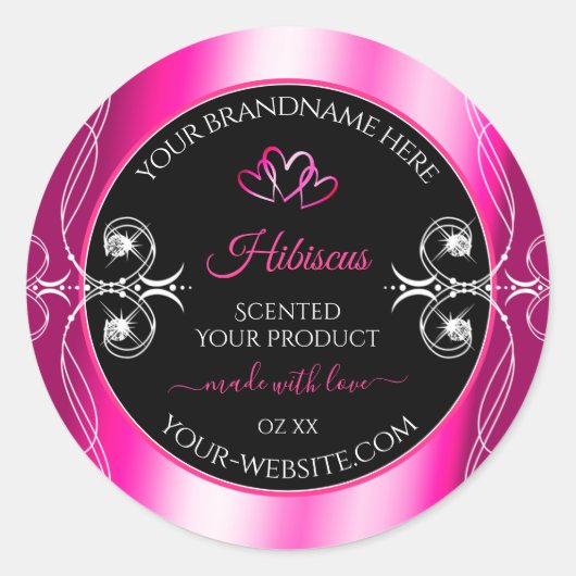Glamoureus Girly Pink Product Labels Diamonds Blac (Voorkant)