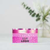 Glamoureus Girly Pink Sparking Glitter met Logo Visitekaartje (Staand voorkant)