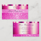 Glamoureus Girly Pink Sparking Glitter Monogram Visitekaartje (Voorkant / Achterkant)