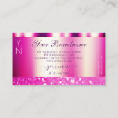 Glamoureus Girly Pink Sparking Glitter Monogram Visitekaartje (Achterkant)