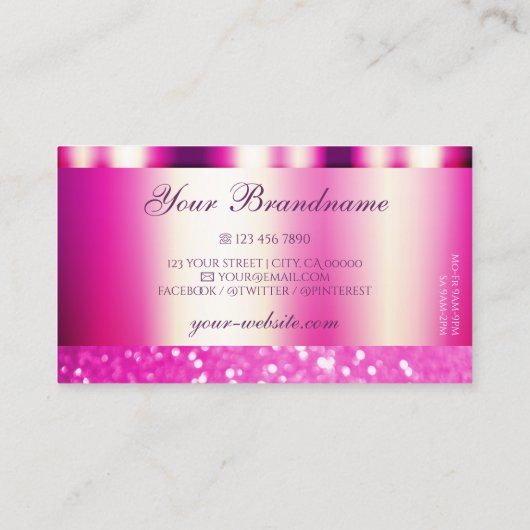 Glamoureus Girly Pink Sparking Glitter Shimmery Visitekaartje (Achterkant)