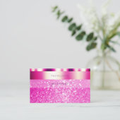 Glamoureus Girly Pink Sparking Glitter Shimmery Visitekaartje (Staand voorkant)