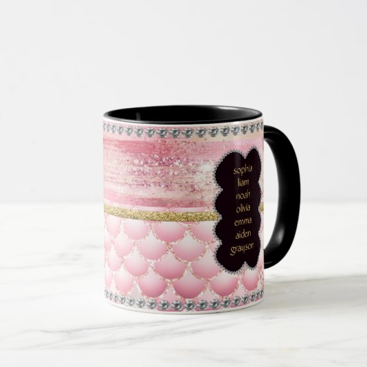 Glamoureus Glam-ma Pink Glitter Shell Name Mok (Voorkant rechts)
