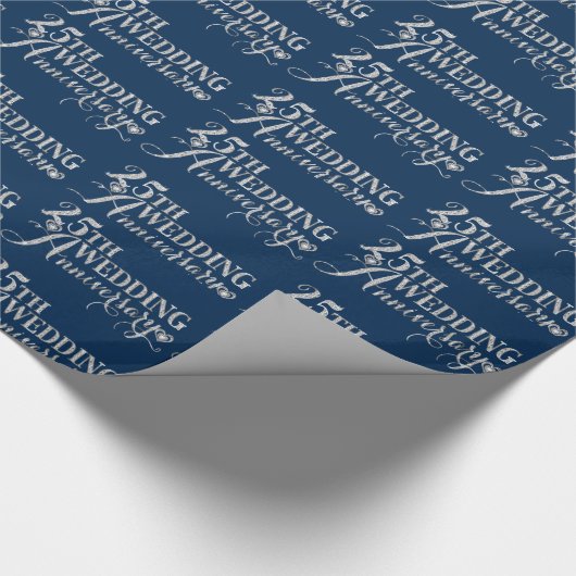 Glamoureus Glitter 25th Wedding Jubileum Pattern Cadeaupapier (Hoek)