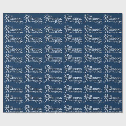 Glamoureus Glitter 25th Wedding Jubileum Pattern Cadeaupapier (Vlak)