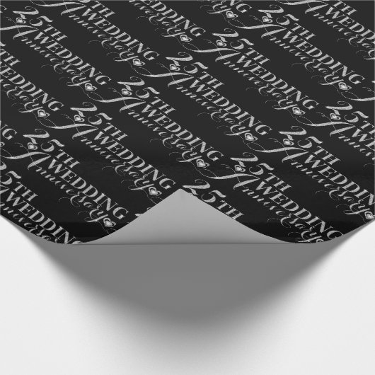 Glamoureus Glitter 25th Wedding Jubileum Pattern Cadeaupapier (Hoek)