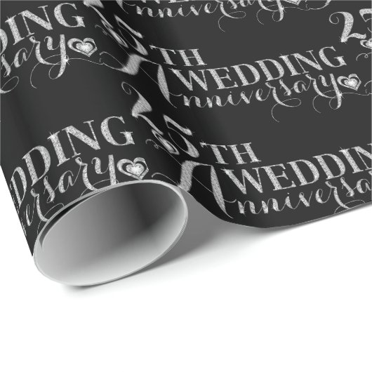 Glamoureus Glitter 25th Wedding Jubileum Pattern Cadeaupapier (Rol Hoek)