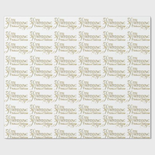 Glamoureus Glitter 50th Wedding Jubileum Pattern Cadeaupapier (Vlak)