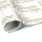 Glamoureus Glitter 50th Wedding Jubileum Pattern Cadeaupapier (Rol Hoek)