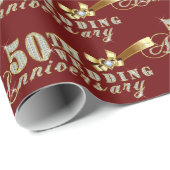 Glamoureus Glitter 50th Wedding Jubileum Pattern Cadeaupapier (Rol Hoek)