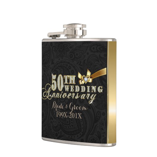 Glamoureus Glitter 50th Wedding Jubileum Pattern Heupfles (Links)