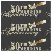 Glamoureus Glitter 50th Wedding Jubileum Pattern Stof (Close Up)