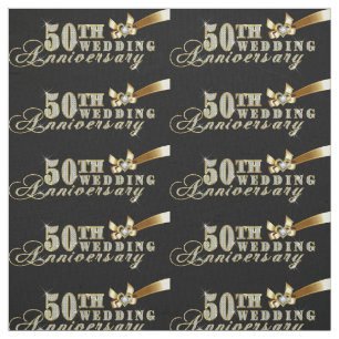 Glamoureus Glitter 50th Wedding Jubileum Pattern Stof