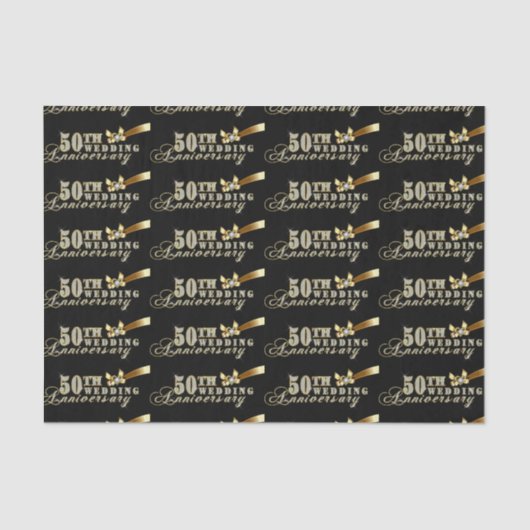 Glamoureus Glitter 50th Wedding Jubileum Pattern Tissuepapier (Voorkant)