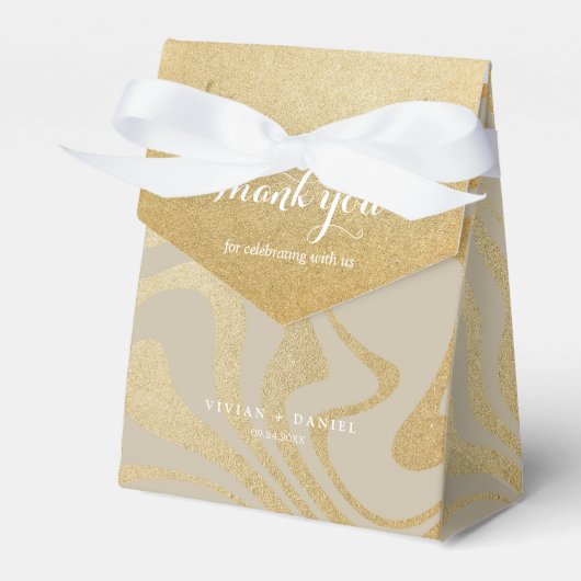 Glamoureus Glitter Goud Dank je bruiloft Bedankdoosjes (Voorkant Zijde)