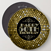 Glamoureus Glitter Happy 50th Birthday Ronde Button 6,0 Cm (Voorkant /achterkant)