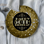 Glamoureus Glitter Happy 50th Birthday Ronde Button 6,0 Cm (In situ)