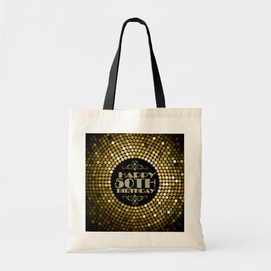 Glamoureus Glitter Happy 50th Birthday Tote Bag (Voorkant)